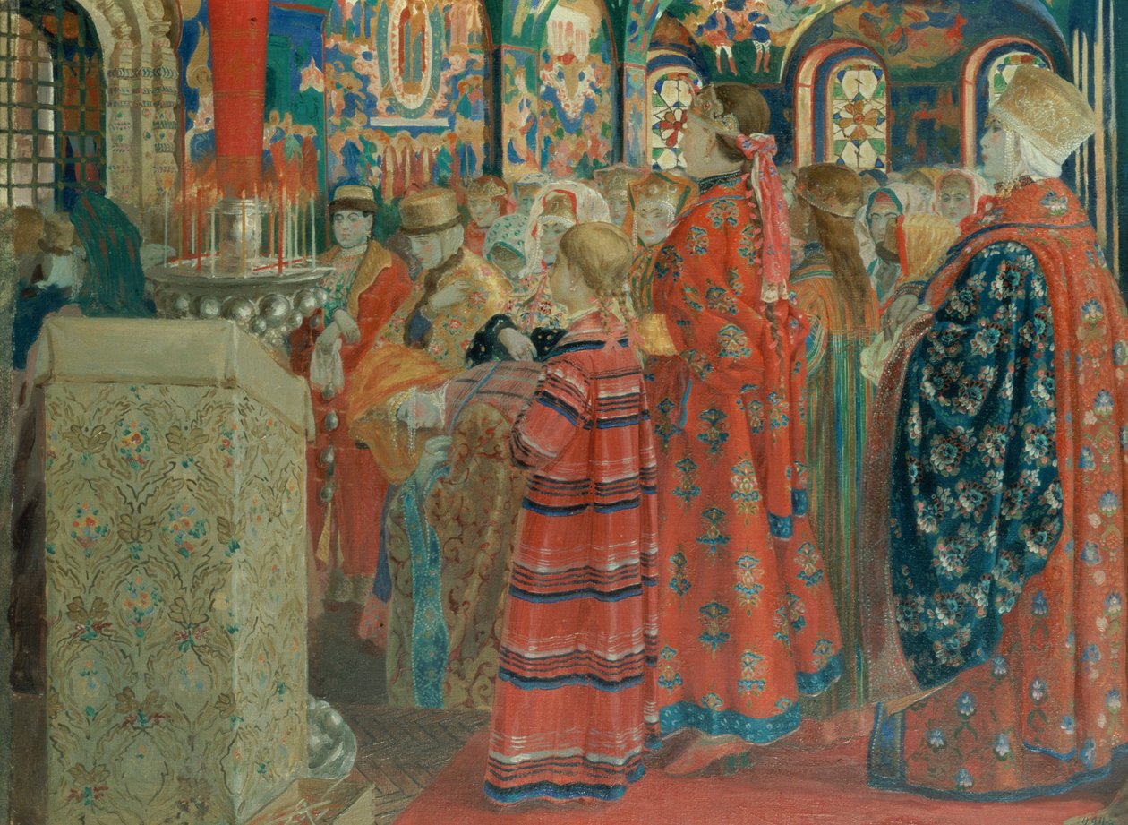 Onyedinci Yüzyıl Rus Kadınları Kilisede, 1899 by Andrei Petrovich Ryabushkin
