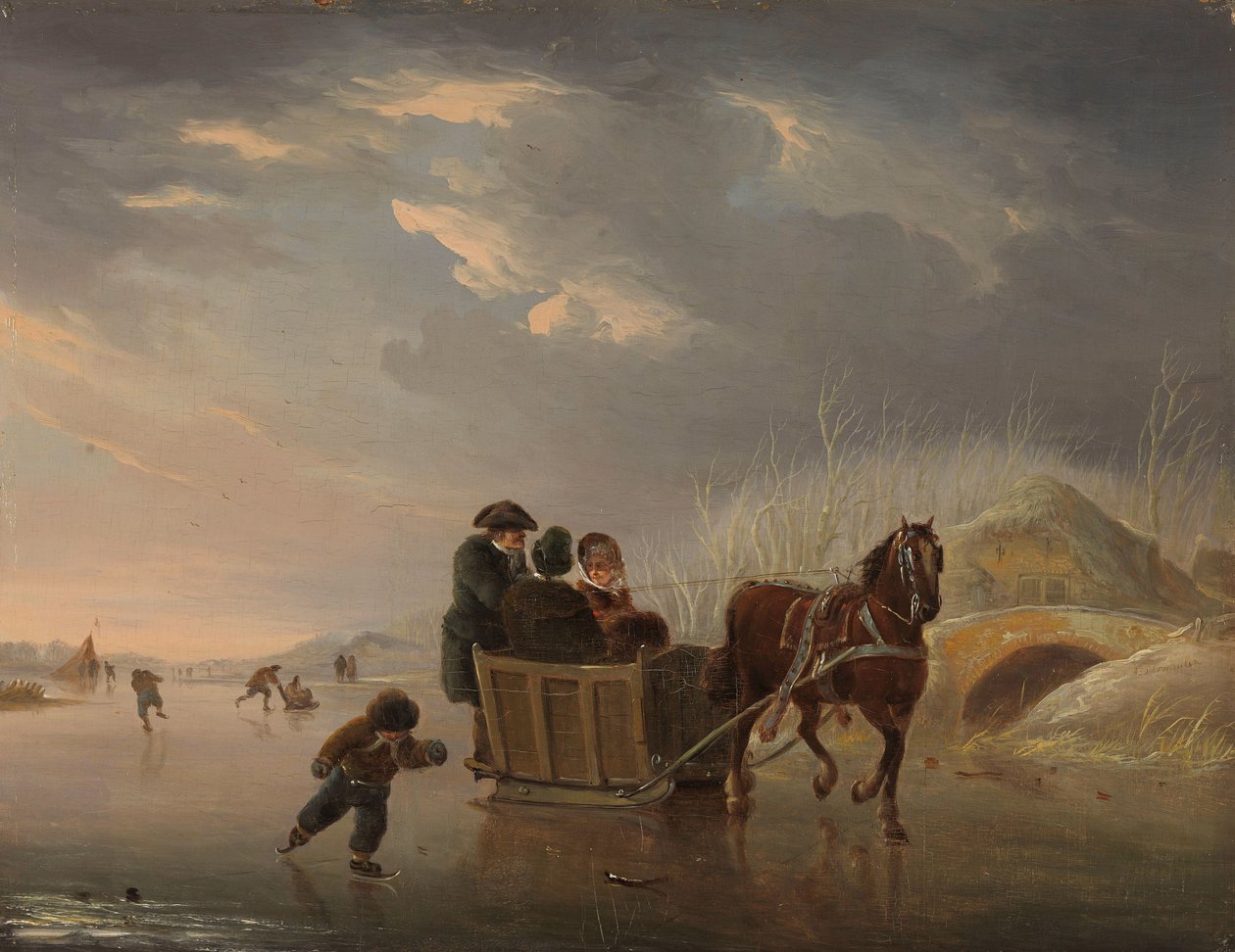 Kış Manzarası (Buzda Atlı Kızak) by Andries Vermeulen