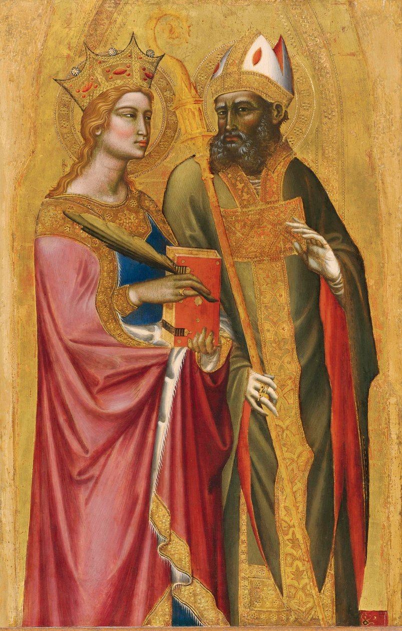 Aziz Catherine ve bir piskopos aziz by Angelo di Puccinelli