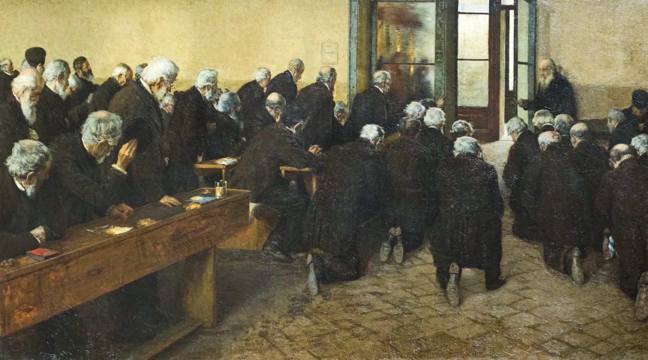 Viaticum, 1884 (tuval üzerine yağlı boya) by Angelo Morbelli