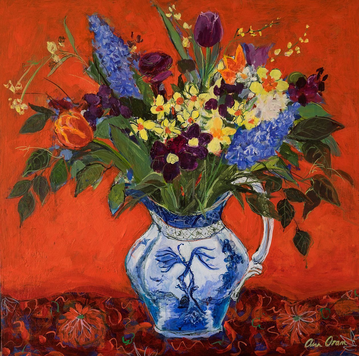 Kırmızı Bahar Çiçekleri, 2017 (Akrilik) by Ann Oram