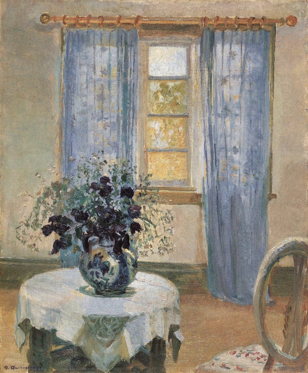 Sanatçının Stüdyosunda Mavi Akasma by Anna Ancher