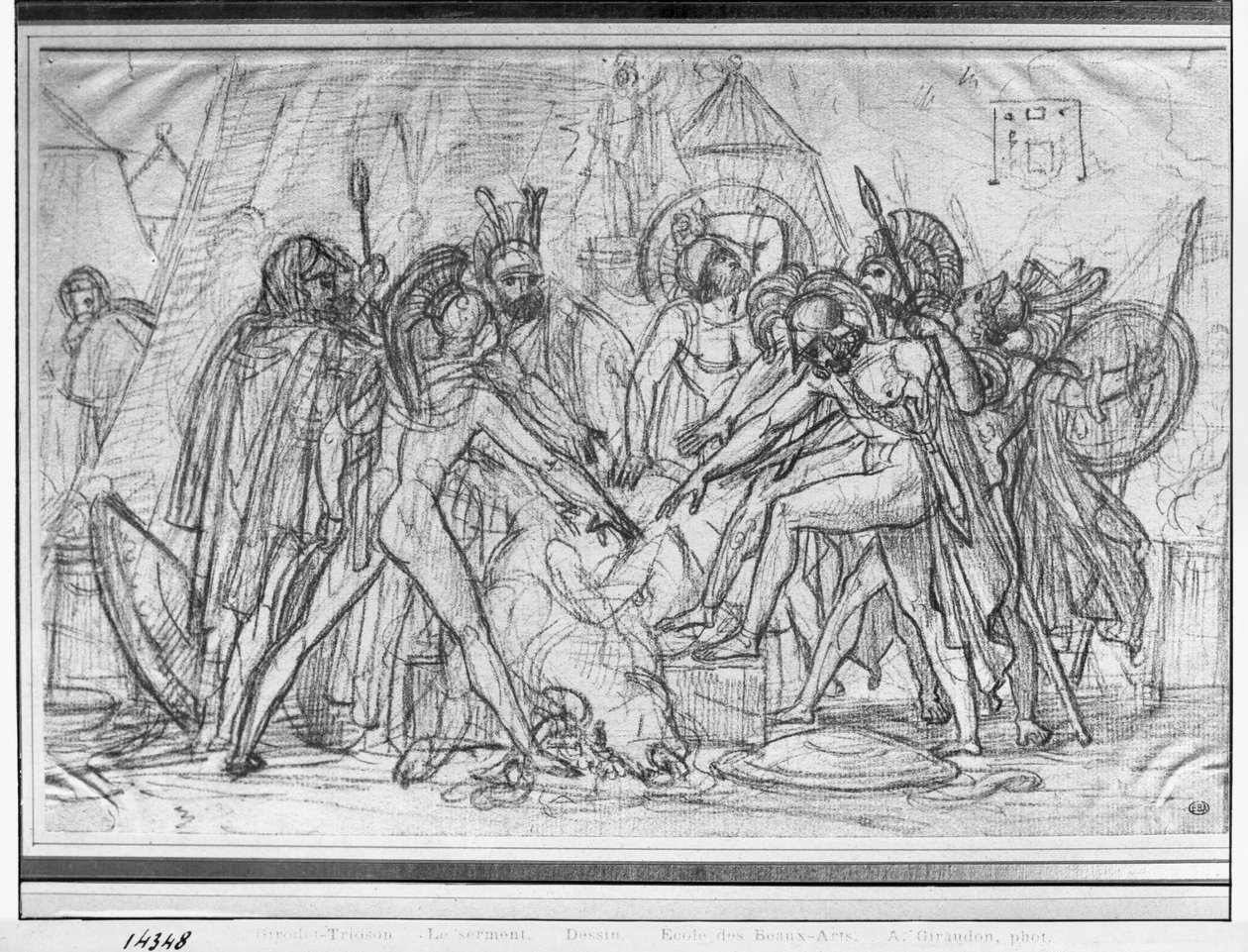 Thebes önünde yemin eden yedi şef (kağıt üzerinde grafit kalem) by Anne Louis Girodet de Roucy Trioson