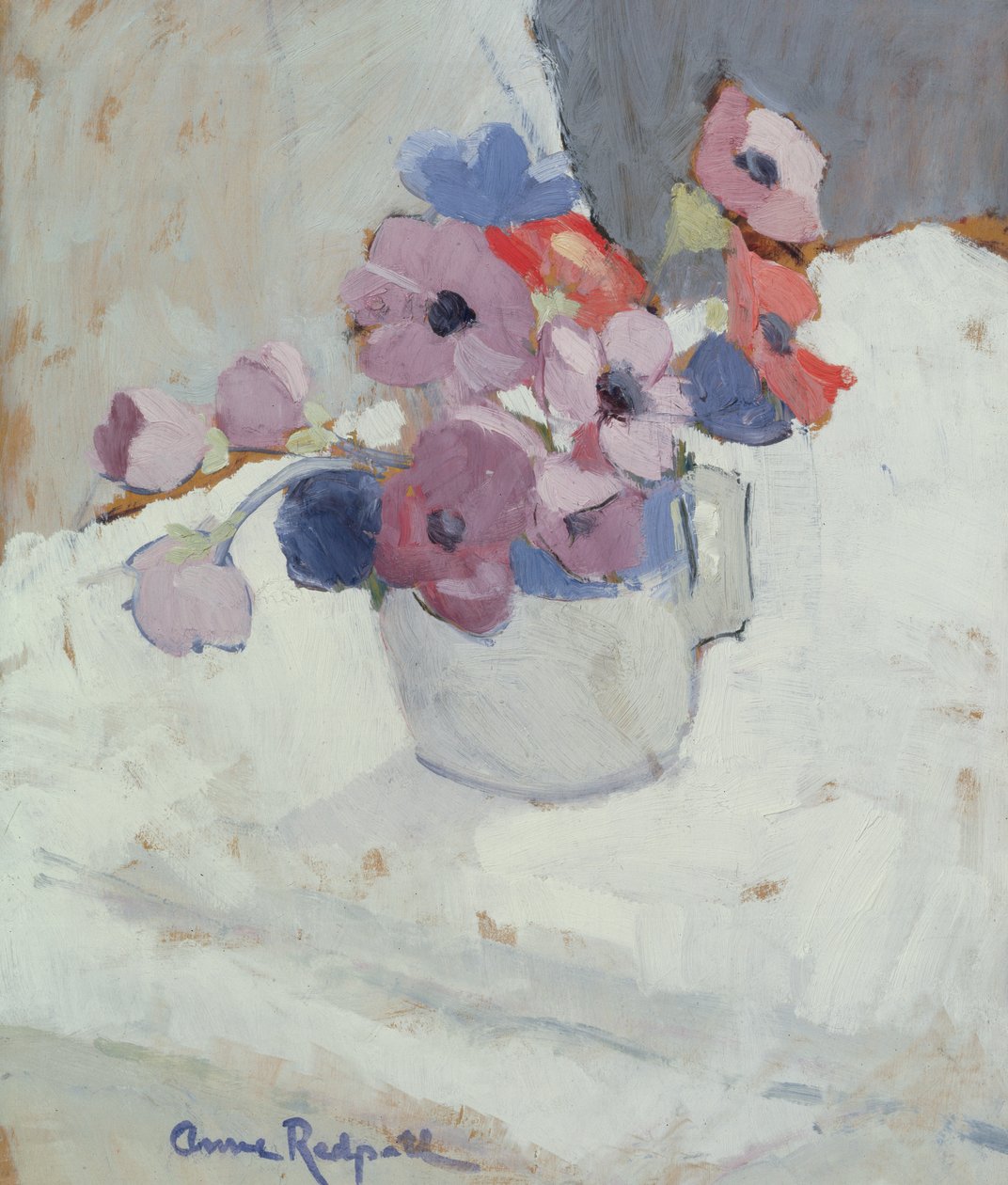 Anemonlar, 1940 dolayları (panel üzeri yağlı boya) by Anne Redpath