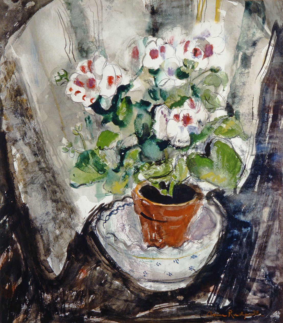 Pelargonium (kağıt üzerine sulu boya) by Anne Redpath