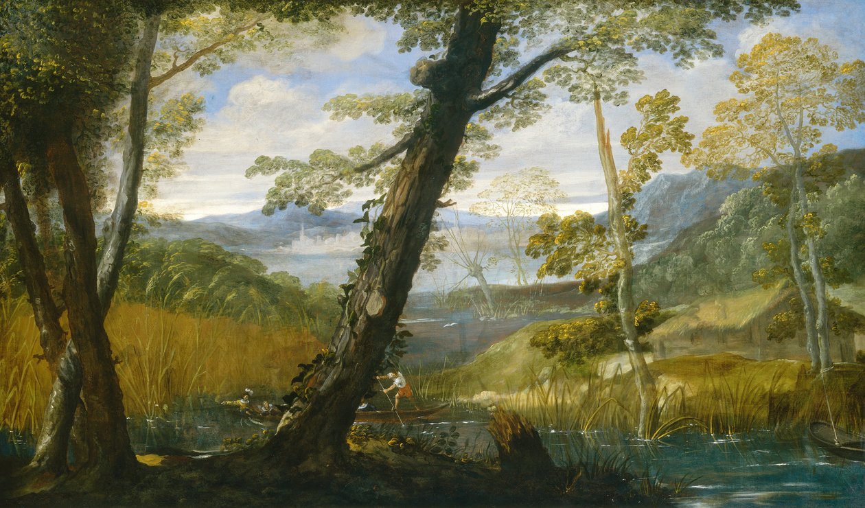 Nehir Manzarası, c.1590 (tuval üzerine yağlı boya) by Annibale Carracci