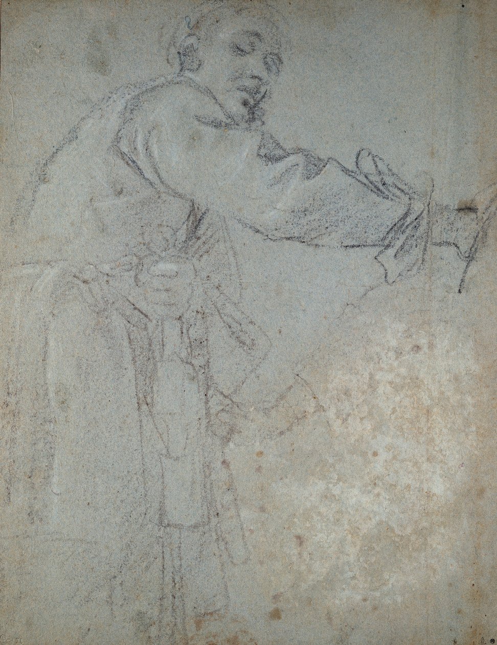 Dökümlü bir erkek figürünün incelenmesi, 1580-1609 by Annibale Carracci