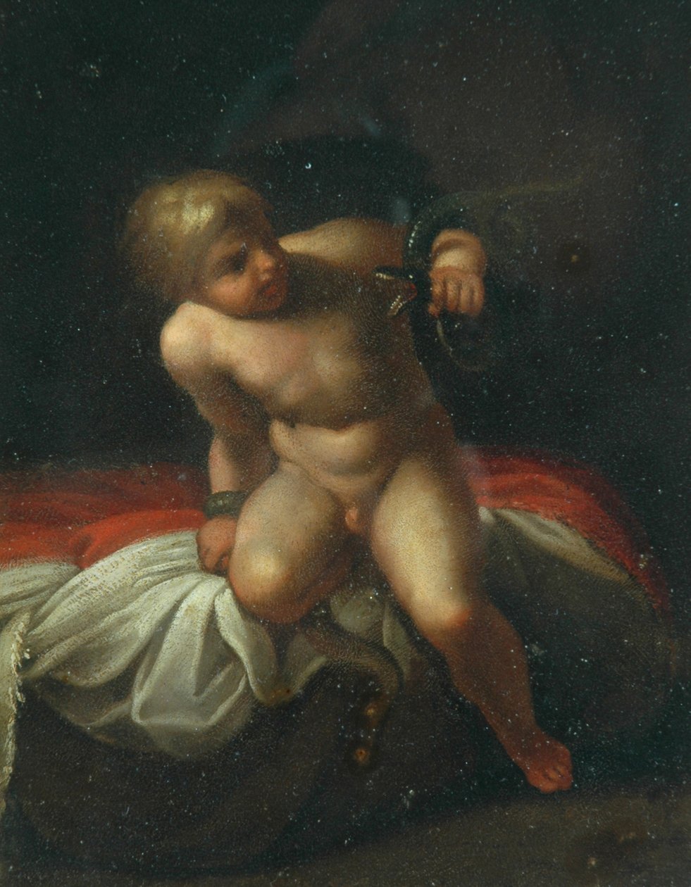 Bebek Herkül (bakır üzerine yağ) by Annibale Carracci