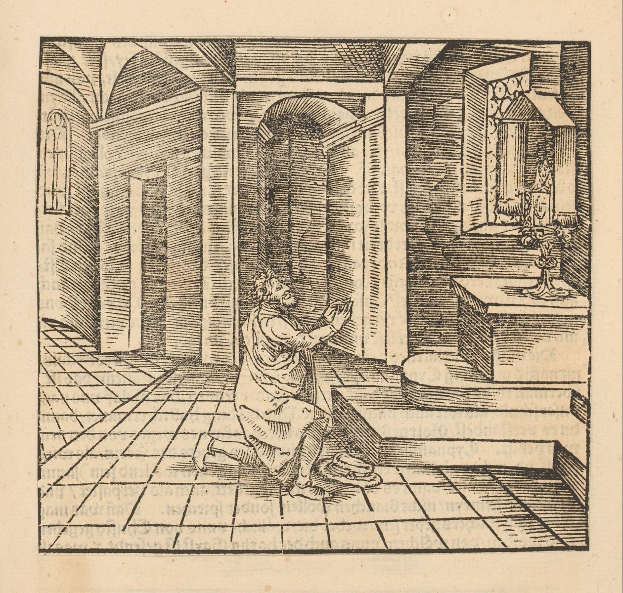 Küçük bir sunakta dua eden adam by Anonymous