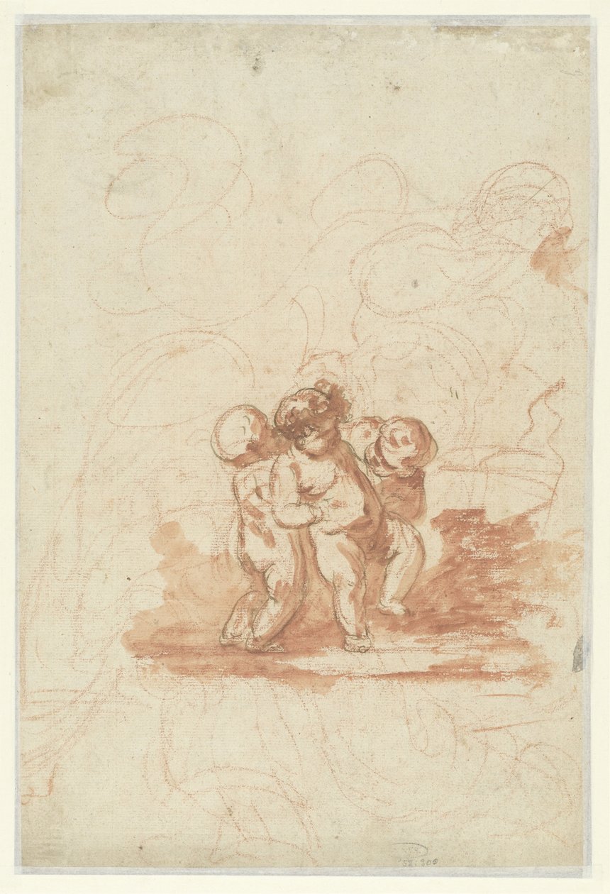 Bir manzarada üç putti by Anonymous