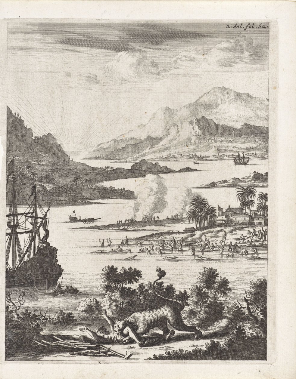 Aslan bir oduncuya saldırır by Anonymous