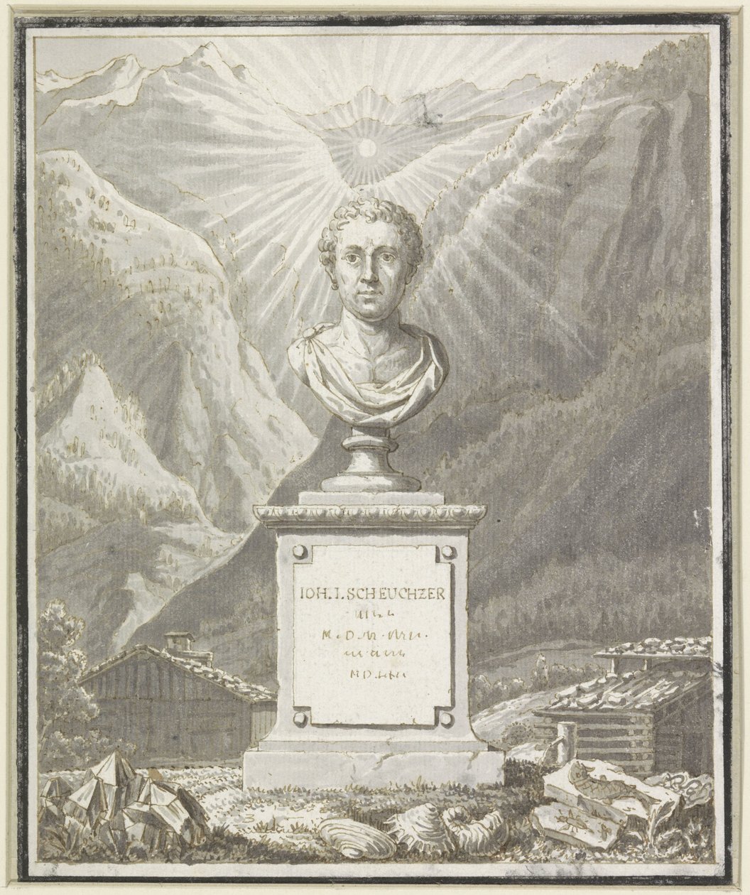Johann Jakob Scheuchzer'in portre büstü by Anonymous