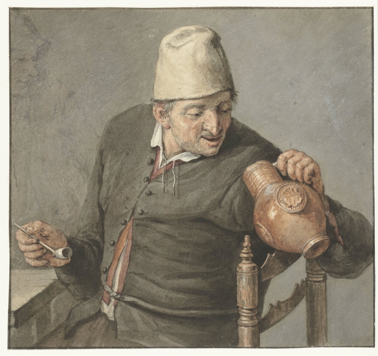 Bir sürahiye bakarak sigara içen by Anonymous