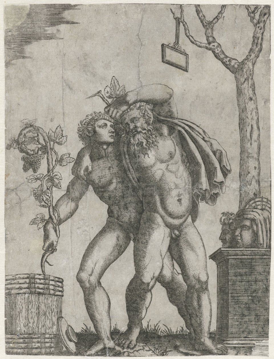 Genç bir Bacchant tarafından desteklenen Silenus by Anonymous