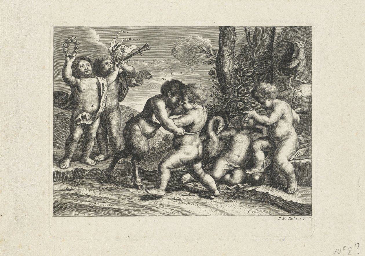 Manzarada putti oynamak by Anonymous