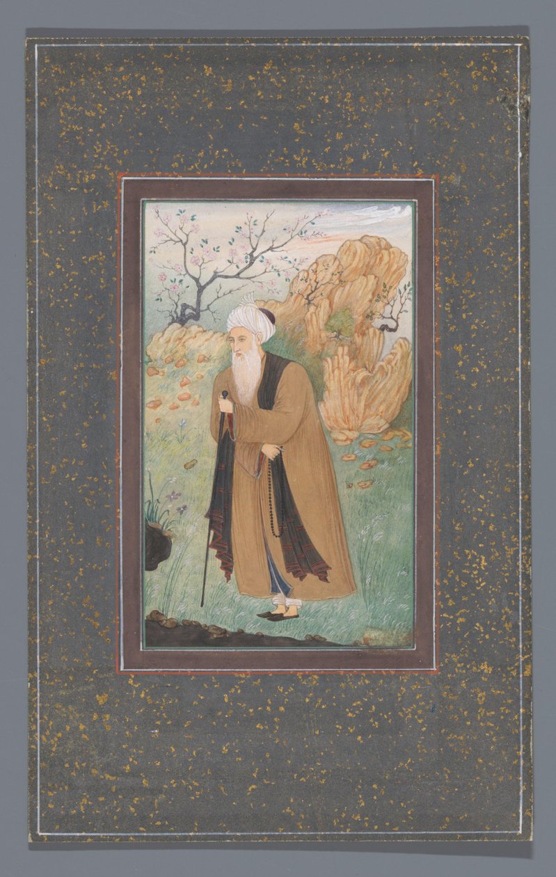 Yaşlı adam baston ile ayakta by Anonymous