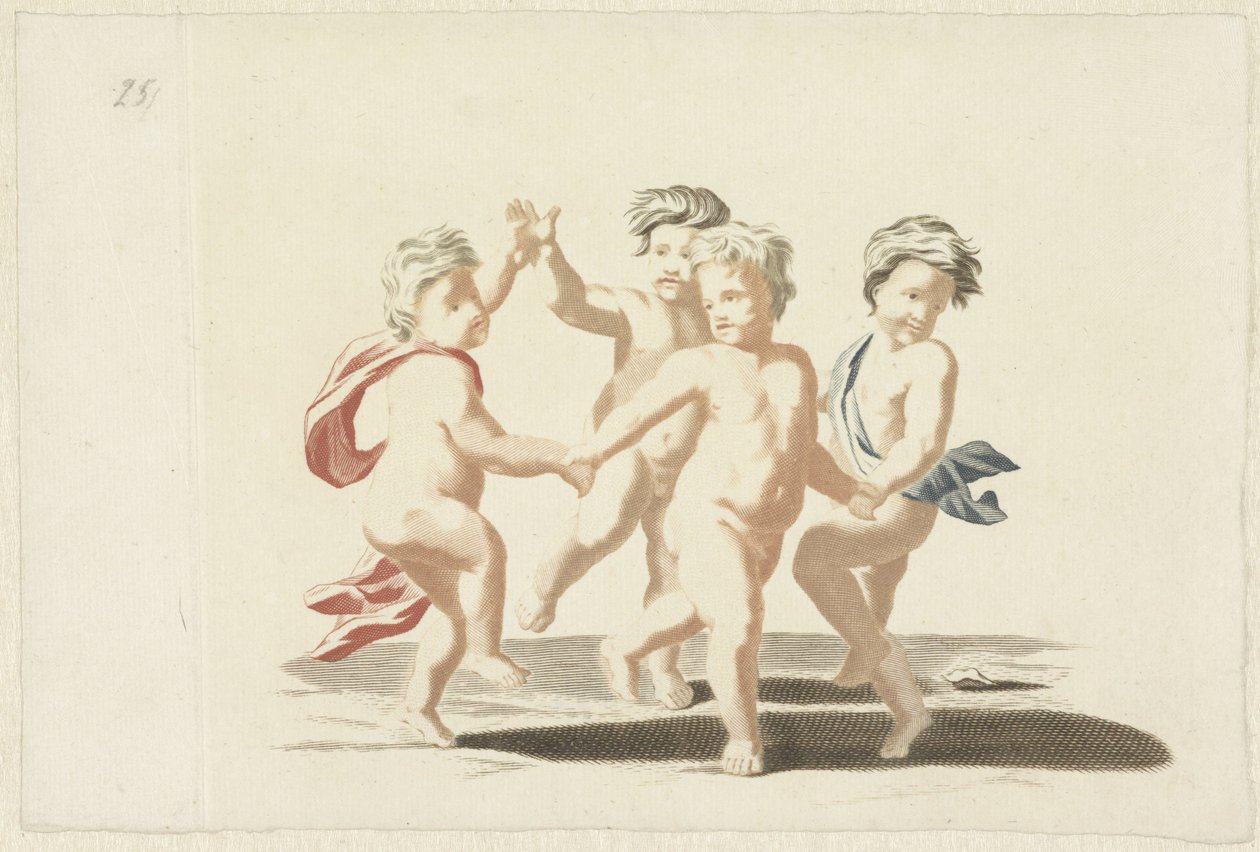 Dört dans eden putti by Anonymous