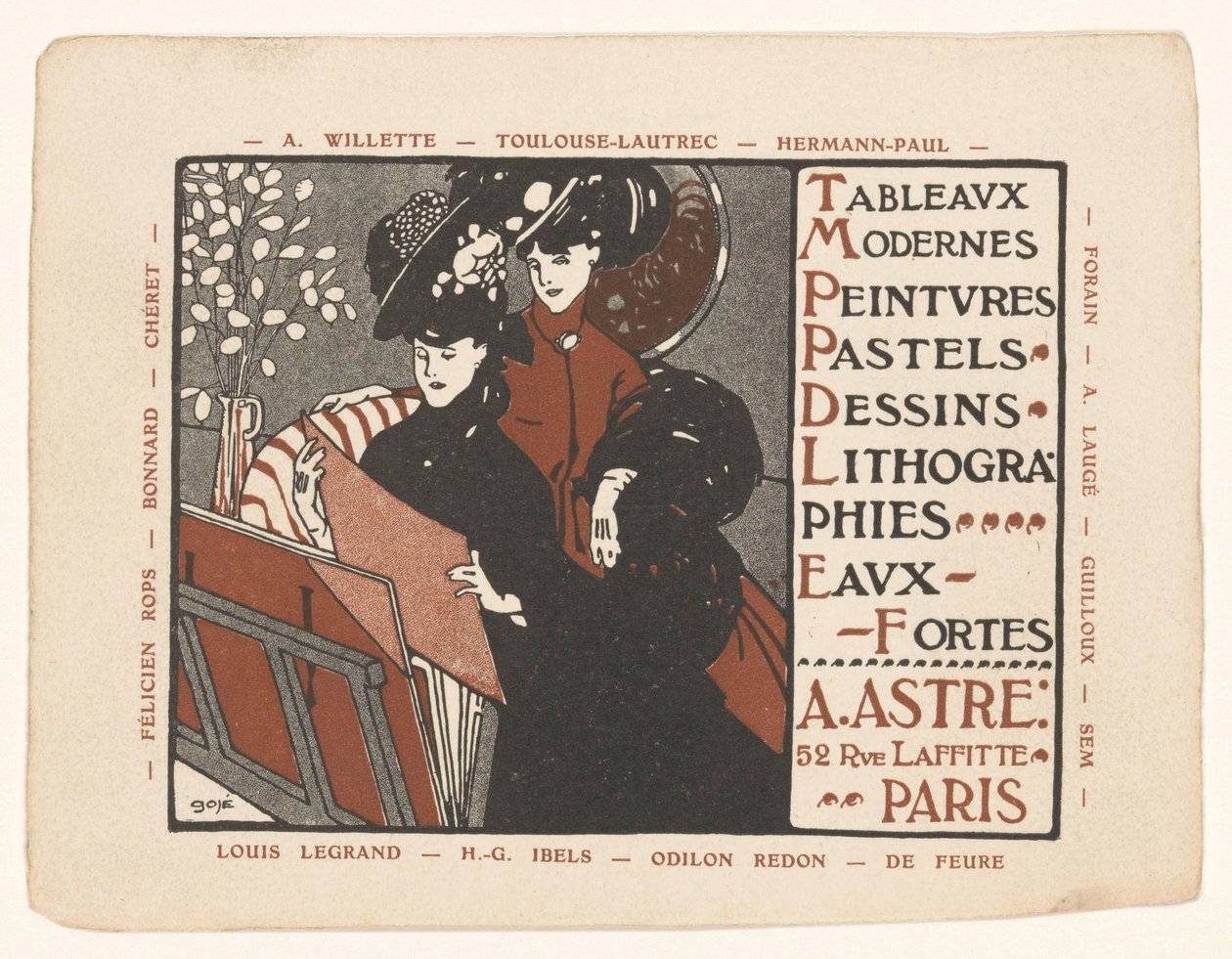 Paris'teki sanat tüccarı Achille Astre'nin kartviziti by Anonymous
