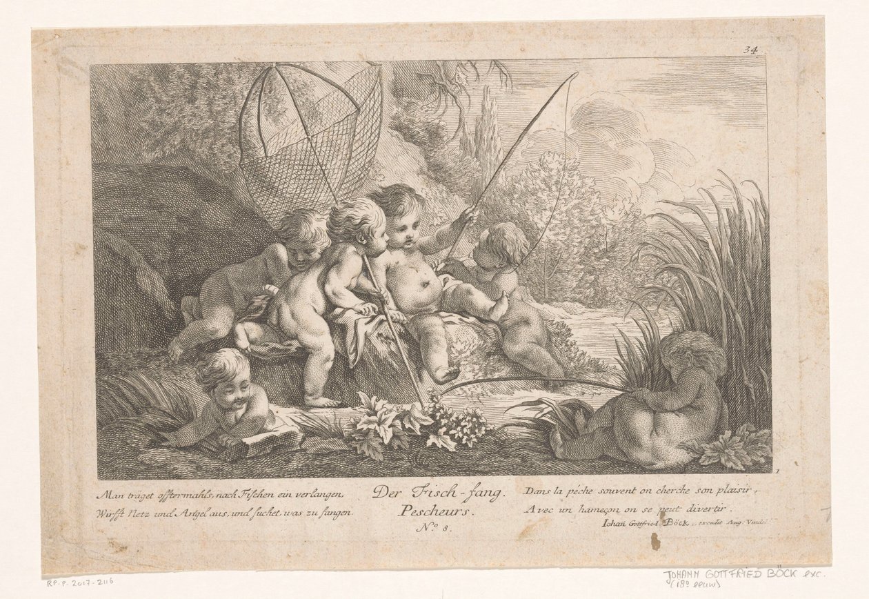 bilmek putti Der Fisch-fang / Pescheurs (nesne üzerindeki başlık) by Anonymous
