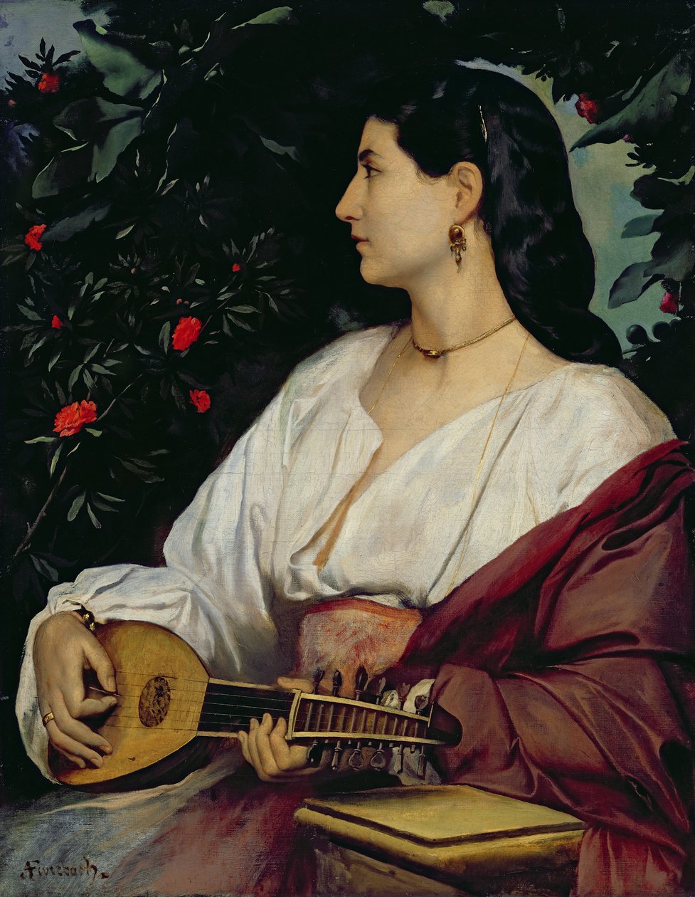 Mandolin Çalan, 1865 by Anselm Feuerbach