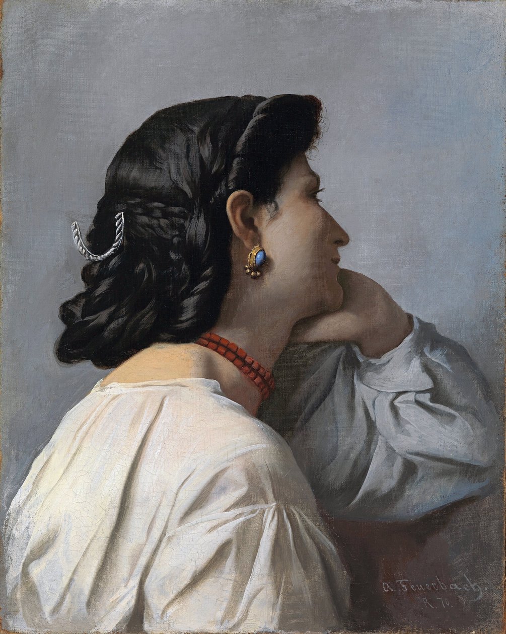 ""Iphigenie" kadın başı by Anselm Feuerbach
