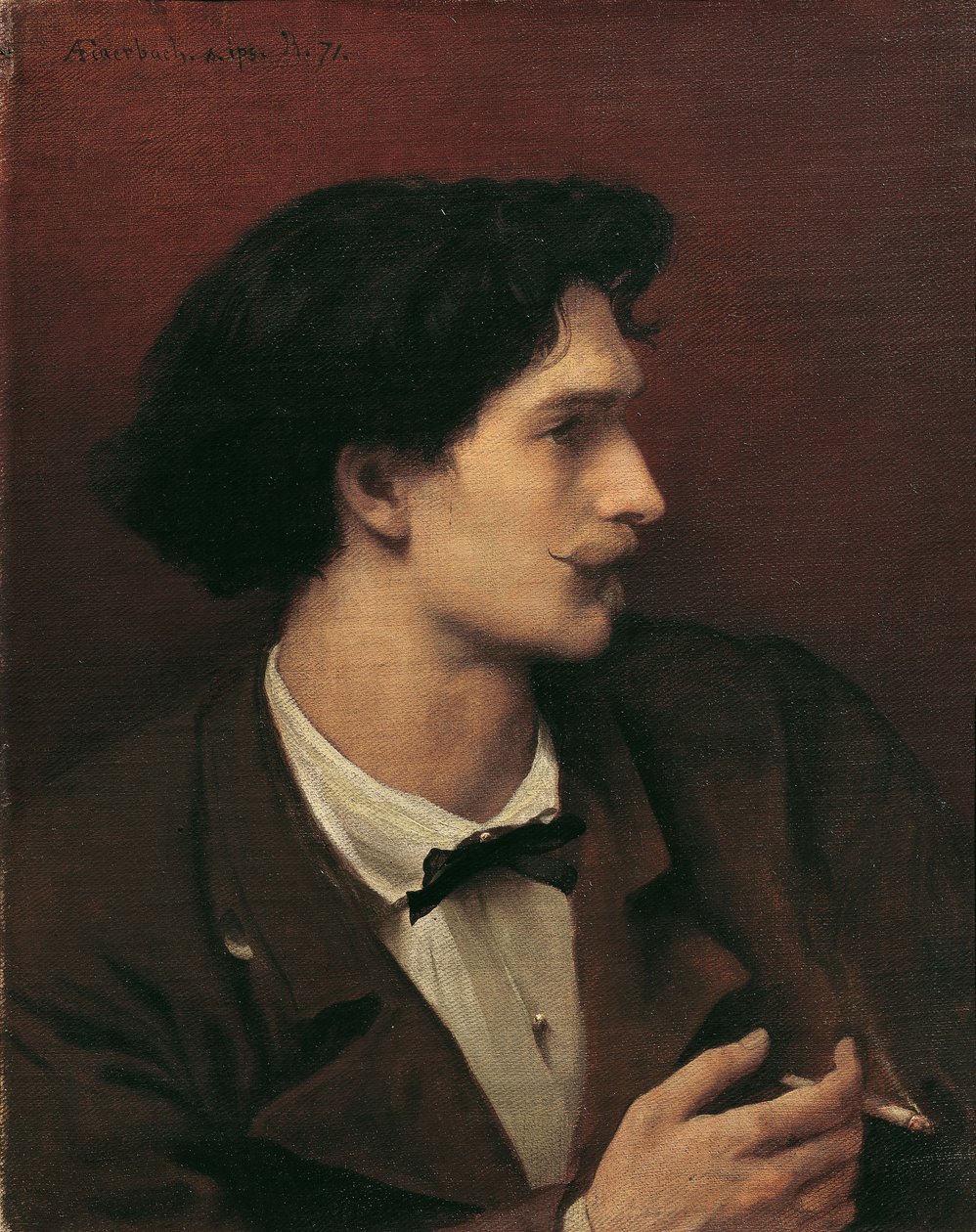 Sigaralı Otoportre, 1871. by Anselm Feuerbach