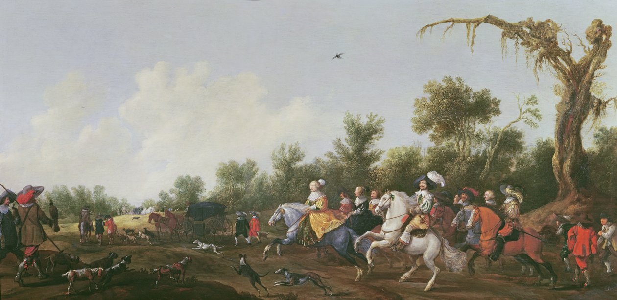 Kış Kralı Frederick V ve eşi Elizabeth Stuart, at sırtında avlanmak için yola çıkıyor, 1631 by Anthonie Palamedesz