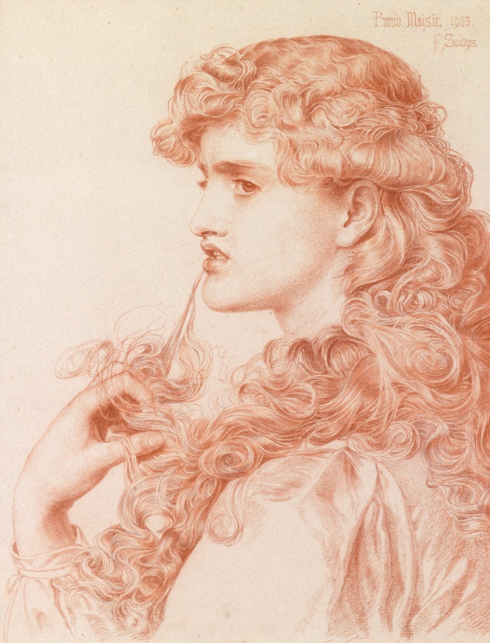 Proud Maisie, 1903 (kağıt üzerine kurşun kalem ve kırmızı tebeşir) by Anthony Frederick Augustus Sandys