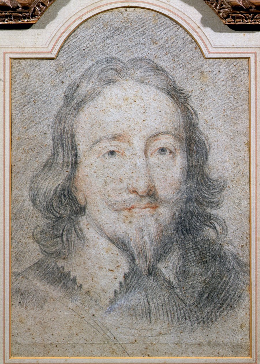 Charles I (1600-49) (kağıt üzerinde kömür ve tebeşir) by Anthony van Dyck