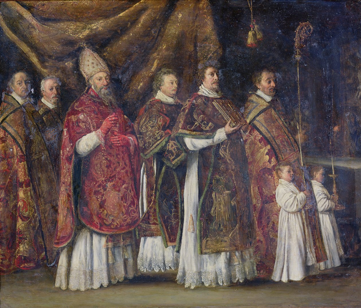 Papalık Kütlesi veya Alayı (bakır üzerine yağ) by Antoine Le Nain