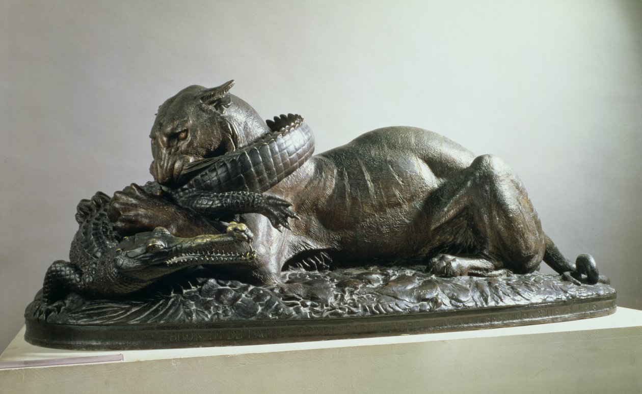ಅಲಿಗೇಟರ್ ಅನ್ನು ತಿನ್ನುವ ಹುಲಿ, 1832 (ಕಂಚಿನ) ಟರ್ಕಿ by Antoine Louis Barye