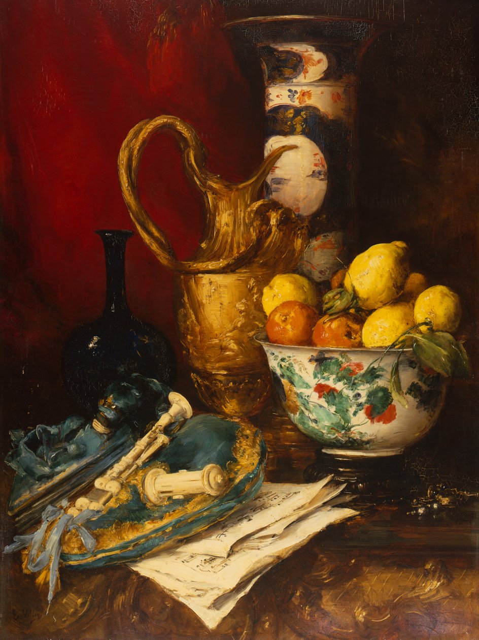 Bir Natürmort (panelde yağ) by Antoine Vollon