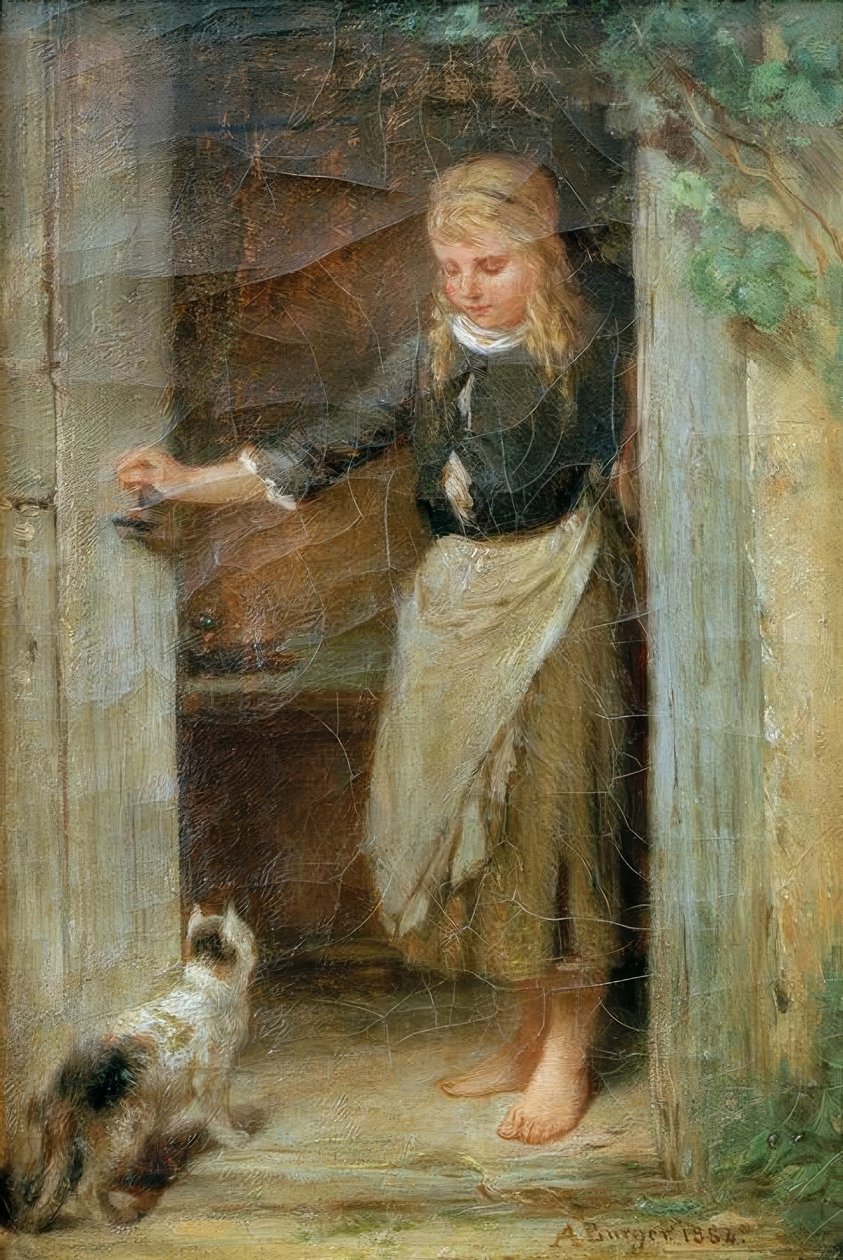 kedi ile kız by Anton Burger