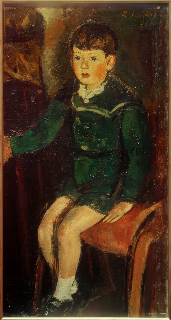 Oğlu Peter (oturmuş) by Anton Faistauer