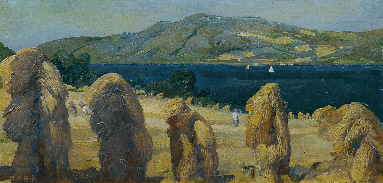 Tahıl badem ile Attersee manzara by Anton Josef von Kenner