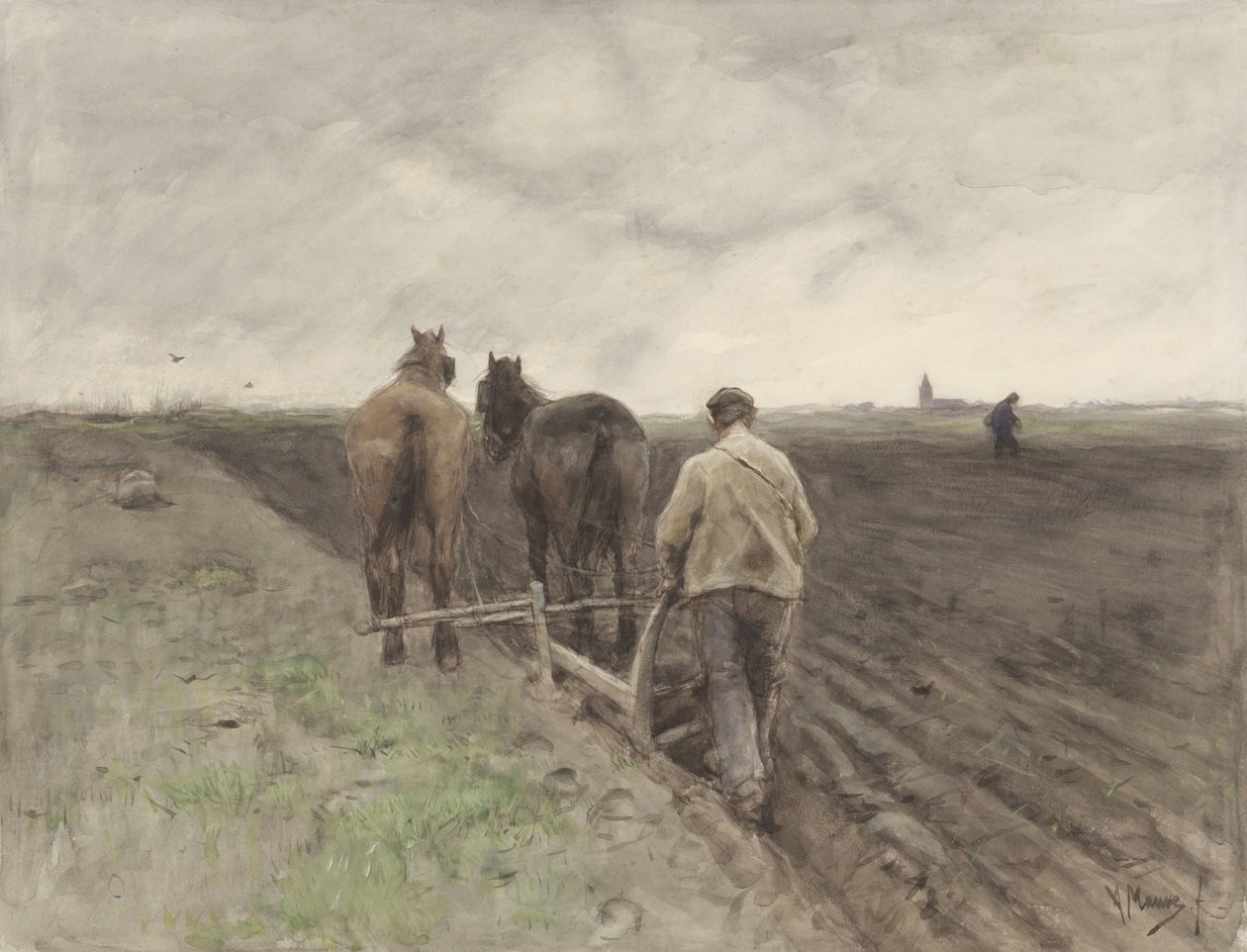 Pulluğun arkasındaki çiftçi by Anton Mauve