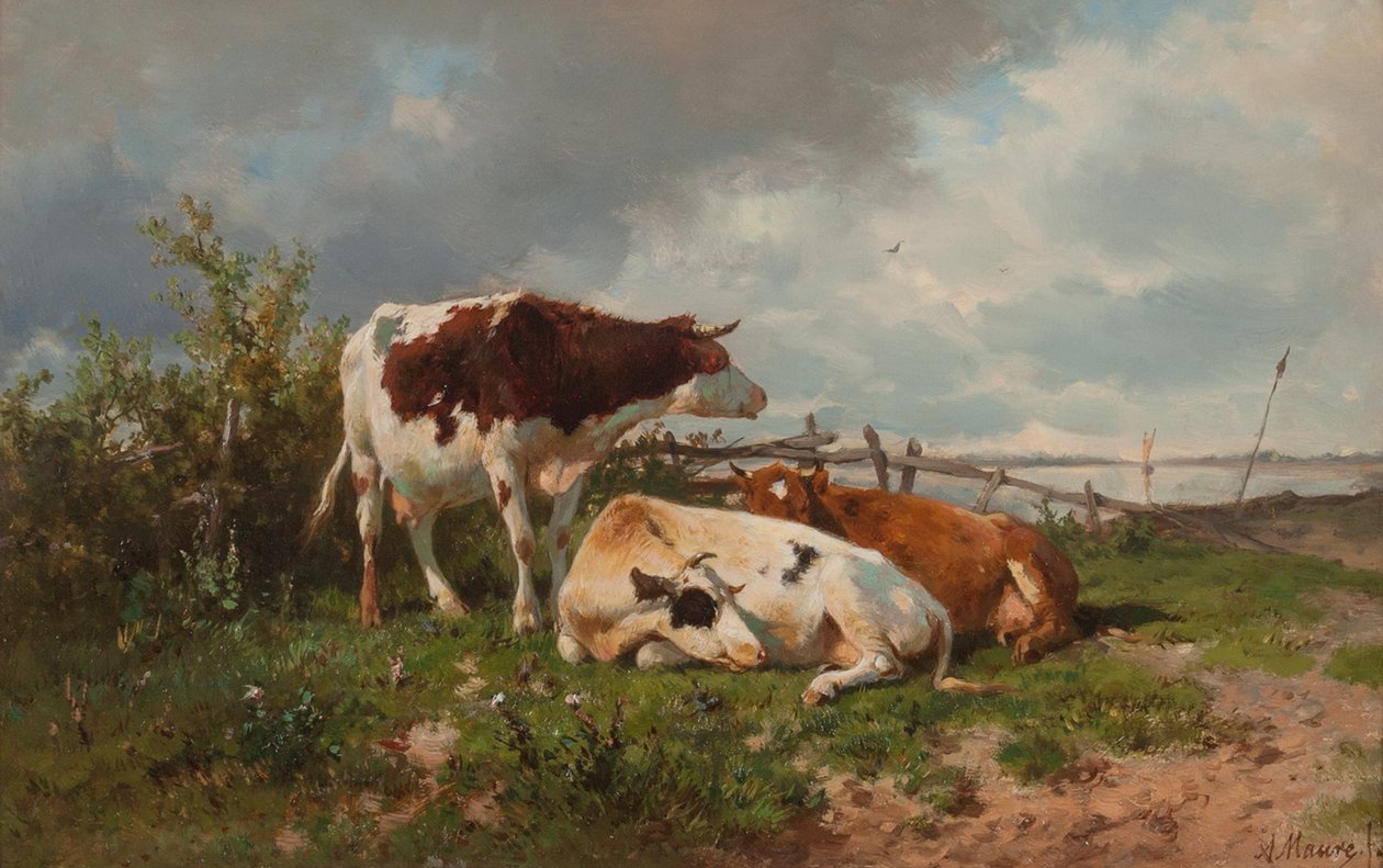 Çayırda Üç İnek by Anton Mauve