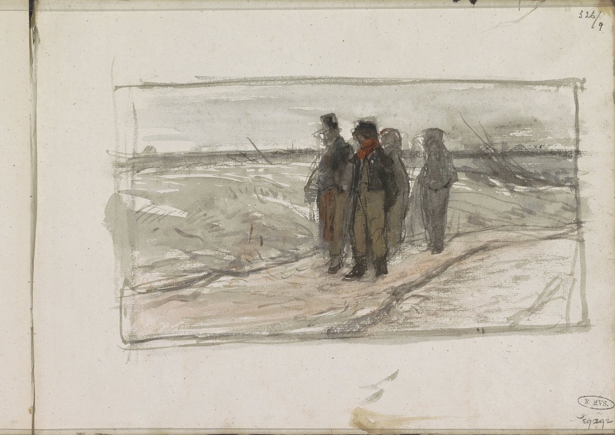 Bir yolda dört adam by Anton Mauve