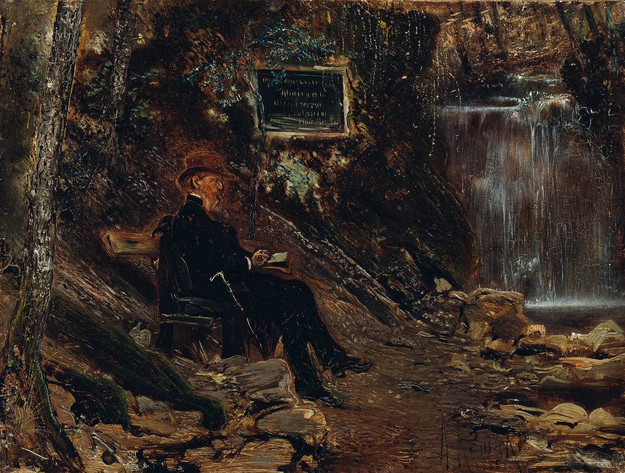 Şelalede yazar Hermann Rollett by Anton Romako