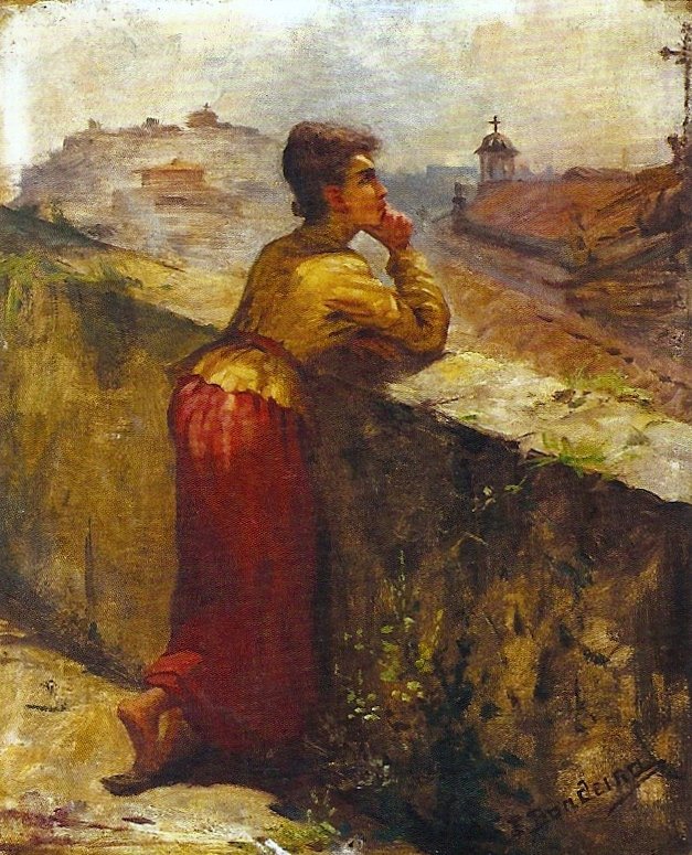 Bir duvara yaslanmış kadın by Antonio Rafael Pinto Bandeira