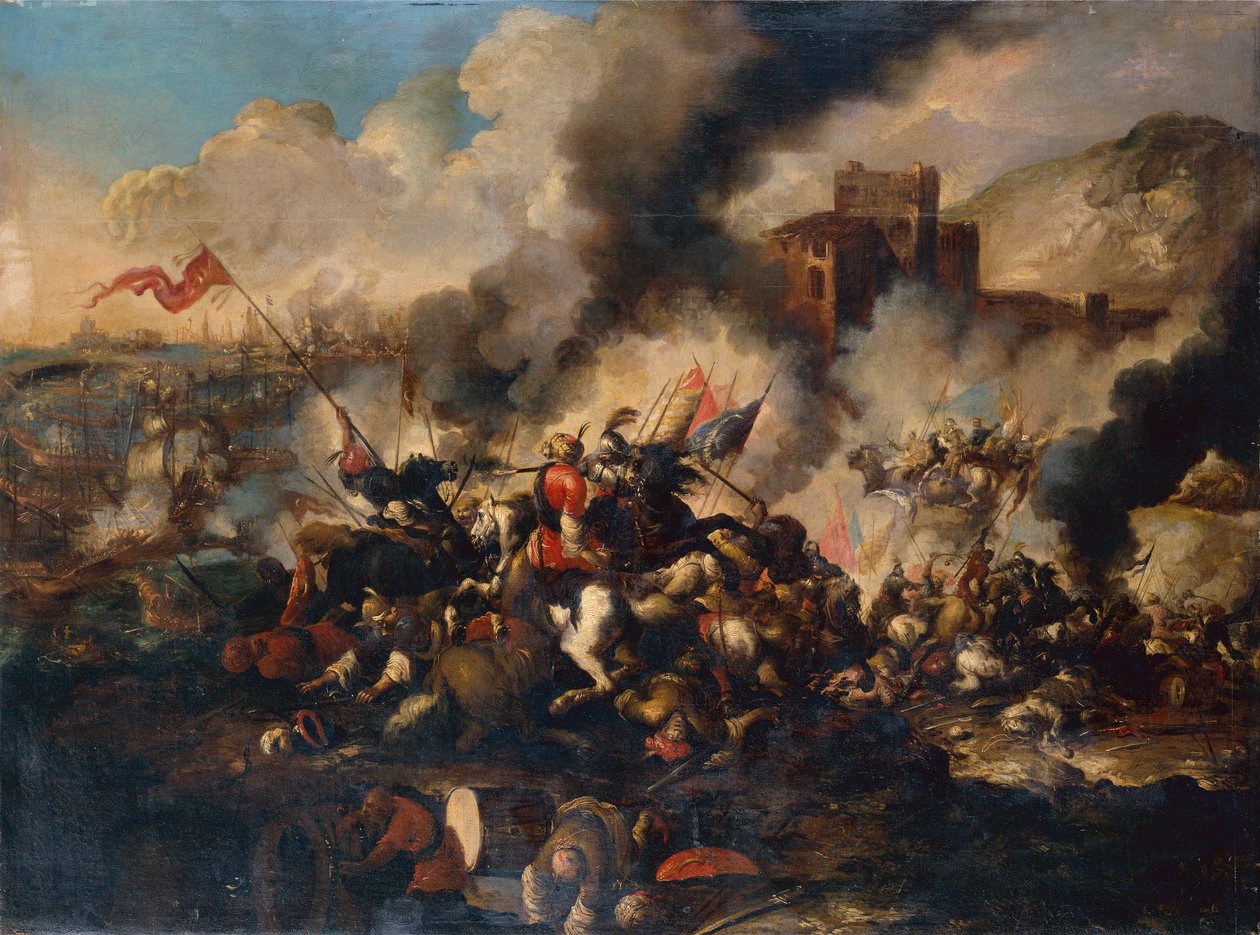 Bir Haçlı Savaşı (tuval üzerine yağlı boya) by Antonio Calza