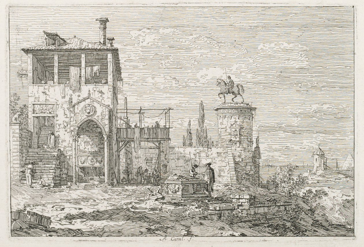 Manzaralar: Binicilik Anıtı, 1735-1746. by Giovanni Antonio Canal
