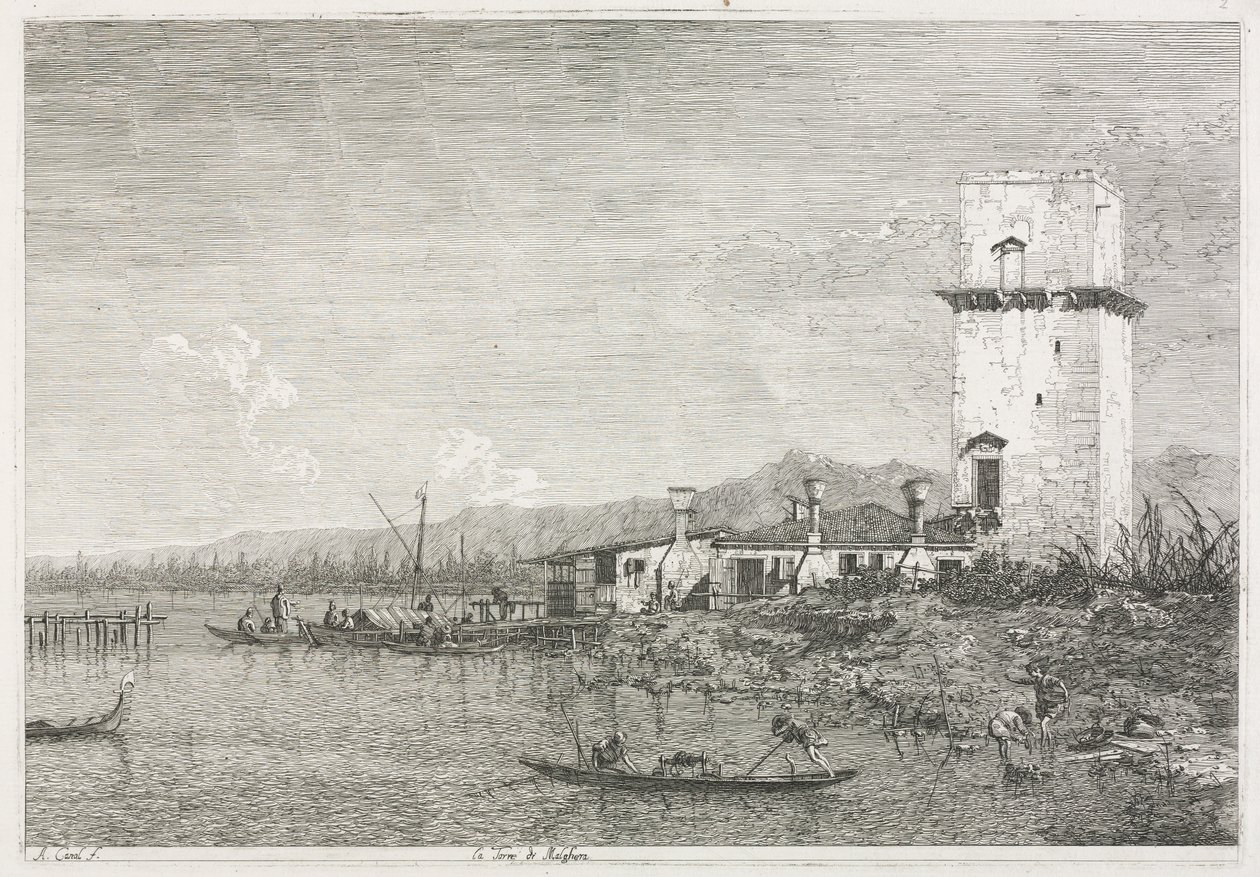 Manzara: Malghera Kulesi by Antonio Canaletto