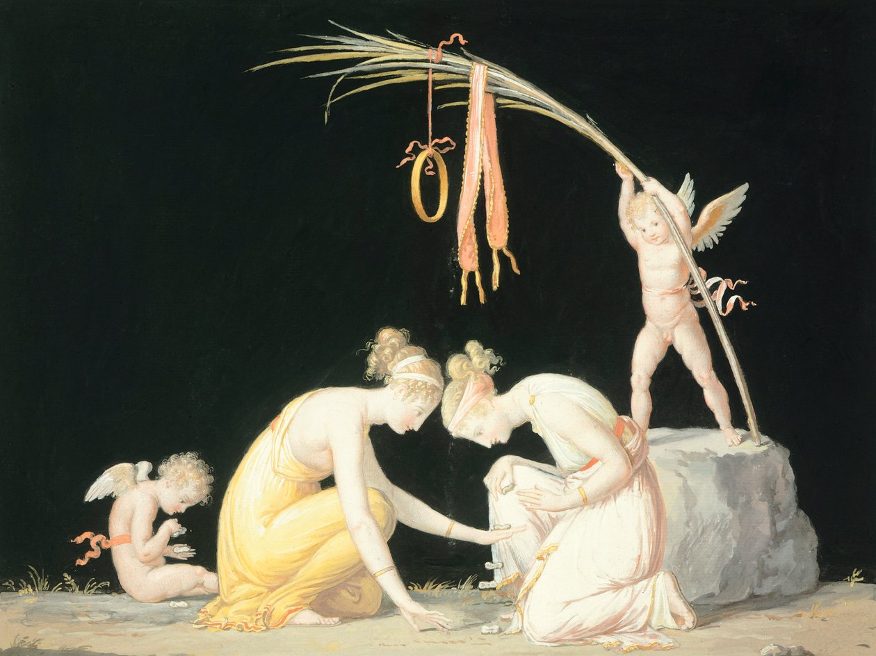 Astragals Oyuncuları, c.1799 (sulu boya) by Antonio Canova