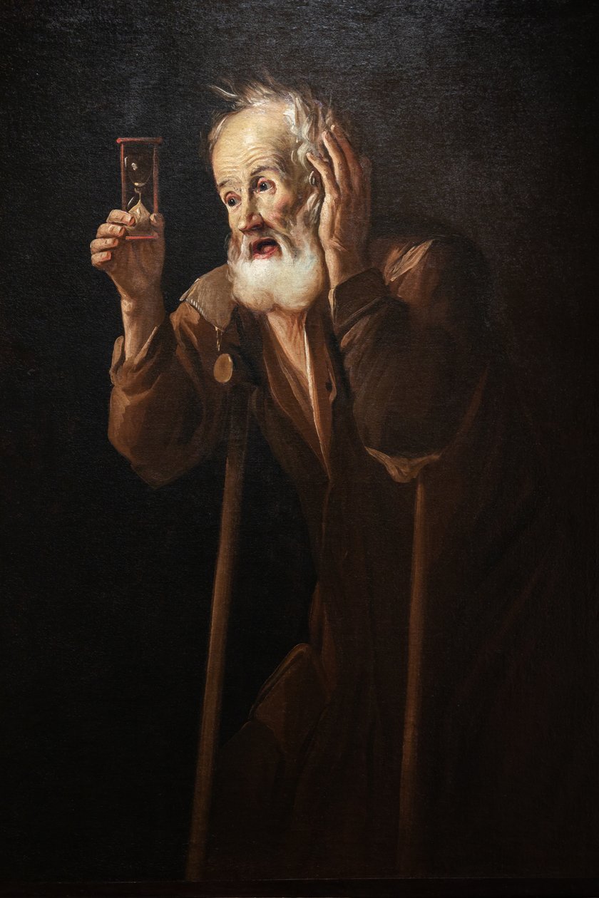 Bir kum saati tutan yaşlı adam by Antonio Cifrondi