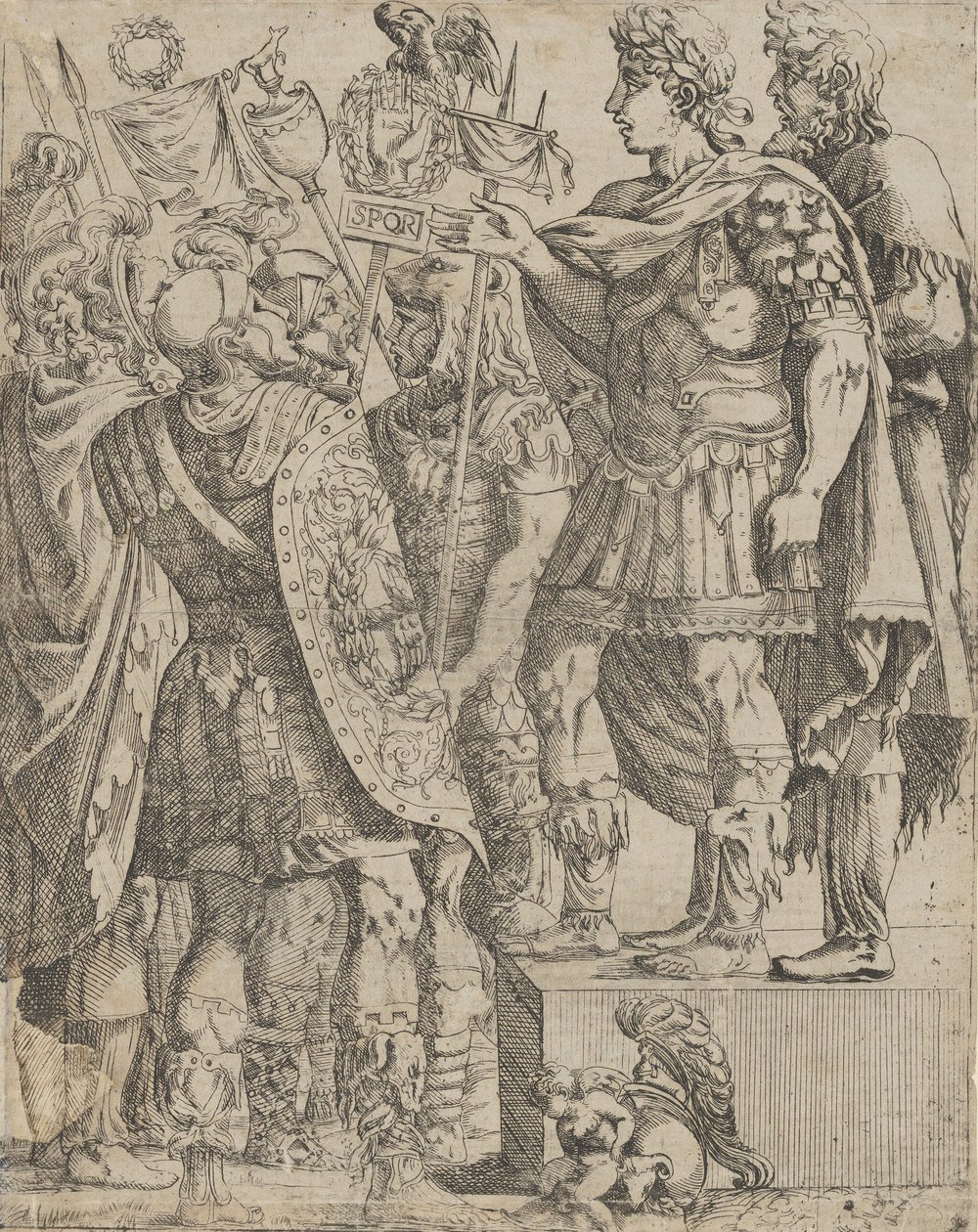 Askerlerine hitap eden imparator, yakl. 1542-45. by Antonio Fantuzzi