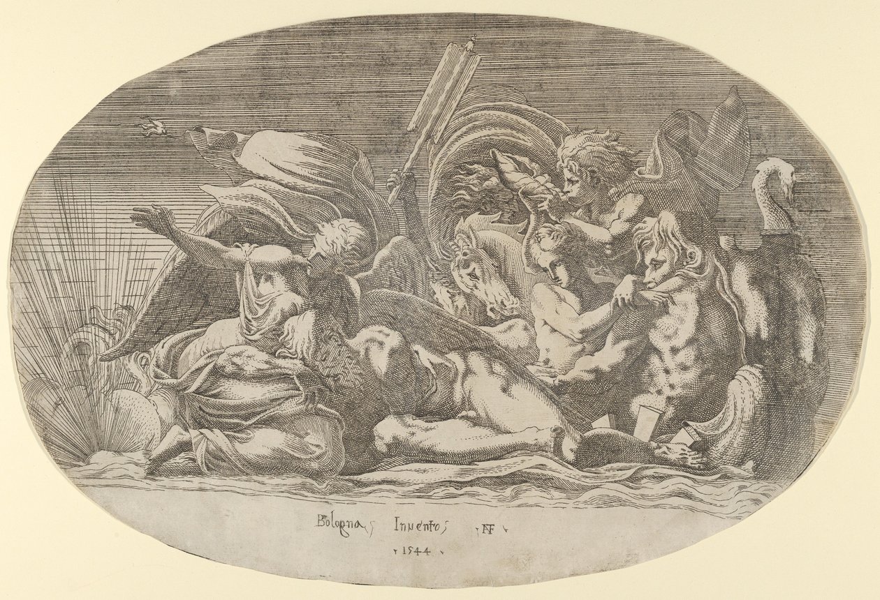İris, Neptün ve Uyku, 1544. by Antonio Fantuzzi