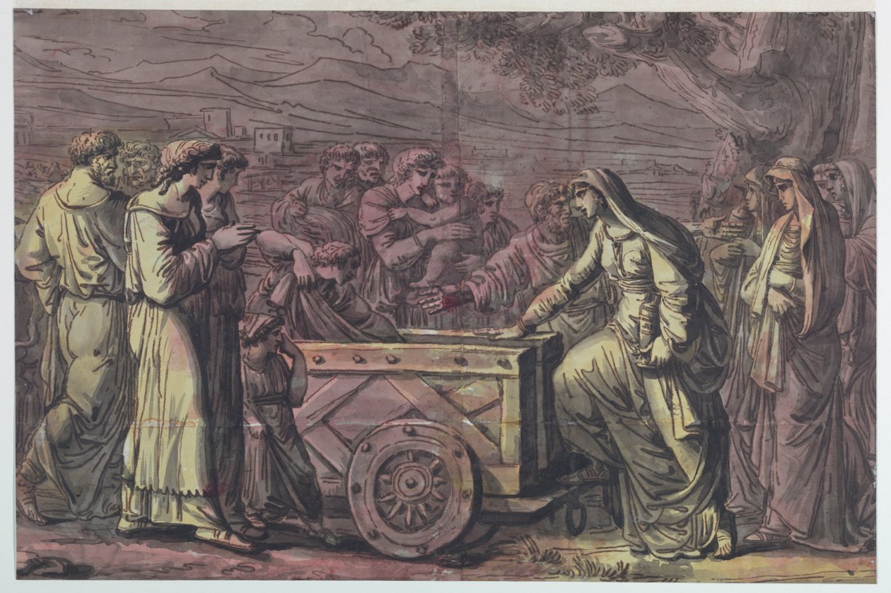 Lucius Albinius Vesta Bakirelerini Kurtarır by Antonio Giuseppe Basoli