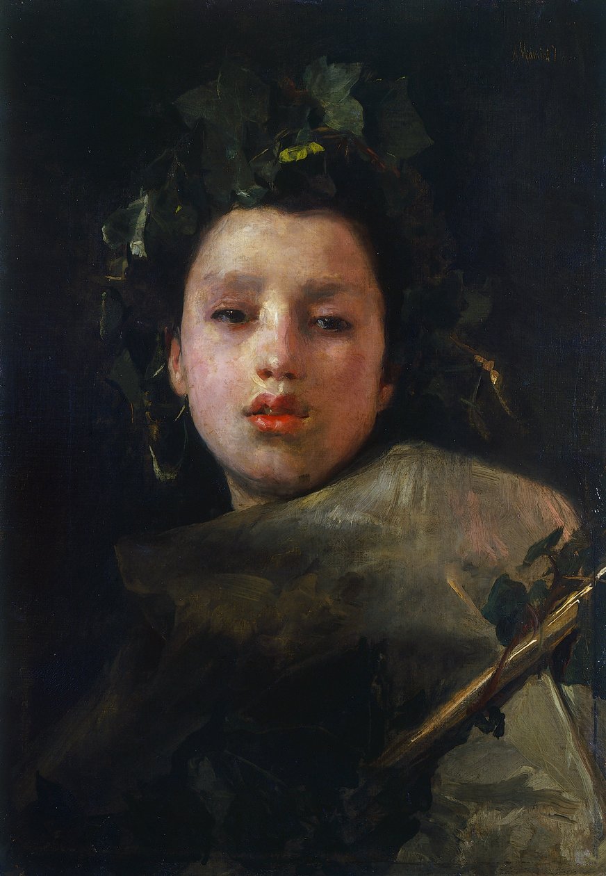 çocukken Bacchus by Antonio Mancini