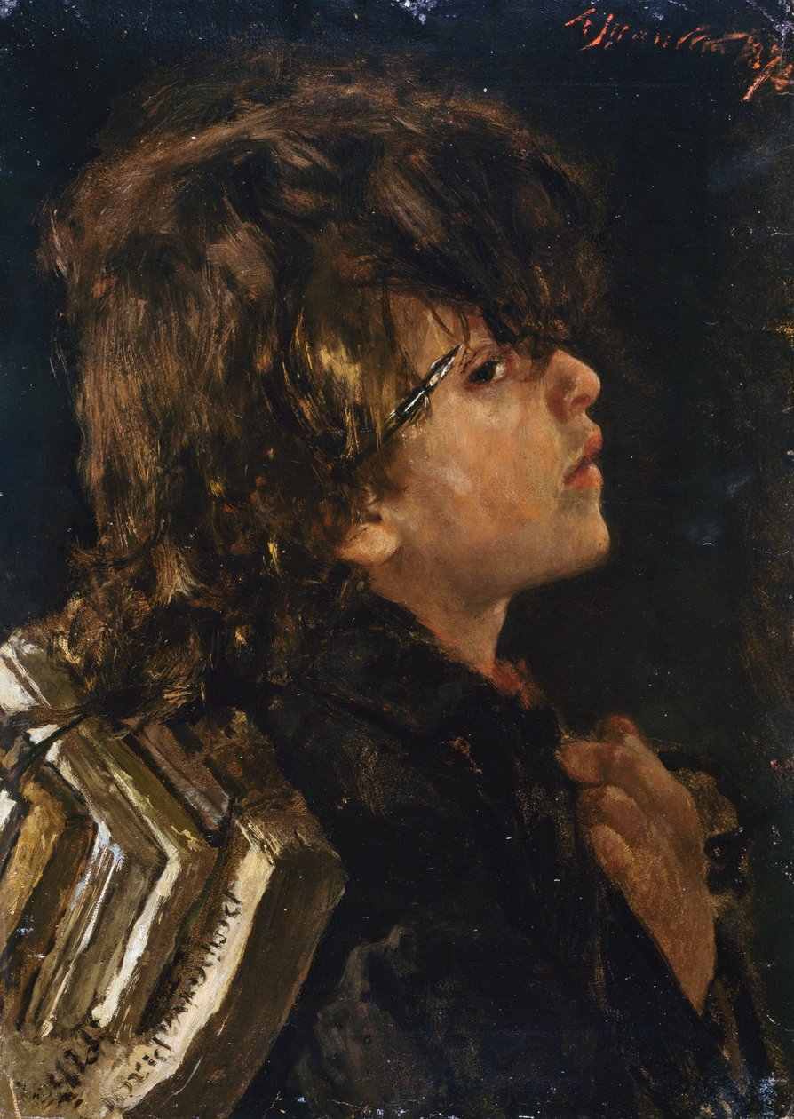 Okul çocuğu by Antonio Mancini